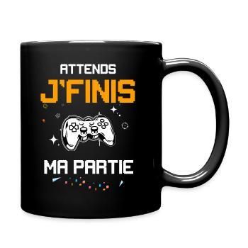 Attends je finis ma partie jeux video gamer - Mug uni - noir - Droite