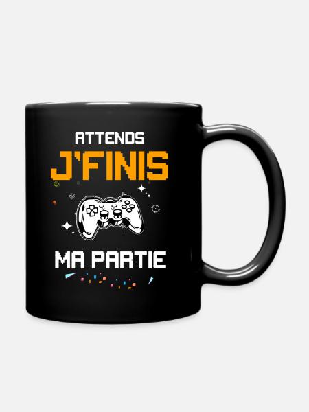 Attends je finis ma partie jeux video gamer - Mug uni - noir