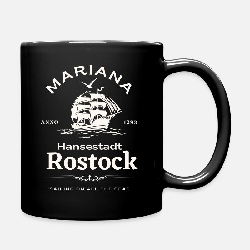 Rostock Hansestadt-Mariana- Schiff & Möwen-Hanse - Tasse einfarbig - Schwarz