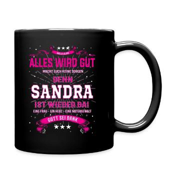 Sandra T-Shirt - Alles wird gut - Tasse einfarbig - Schwarz - Rechts