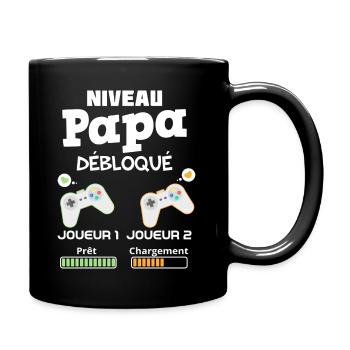 Papa et bébé joueurs de jeux vidéos - Mug uni - noir - Droite