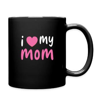 I Love Mom Hearts Mommy Mama Happy Mother's Day - Tasse einfarbig - Schwarz - Rechts