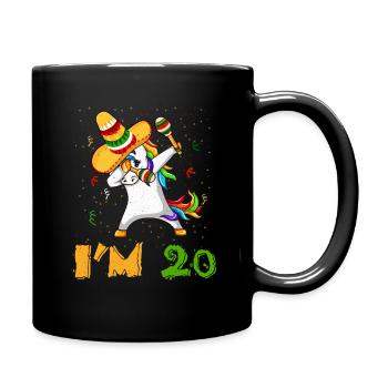 Age 20 Year Old Dab Unicorn Mexican Cinco De Mayo - Tasse einfarbig - Schwarz - Rechts