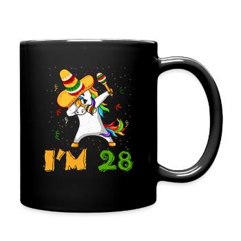 Age 28 Year Old Dab Unicorn Mexican Cinco De Mayo - Full Colour Mug - black - Right