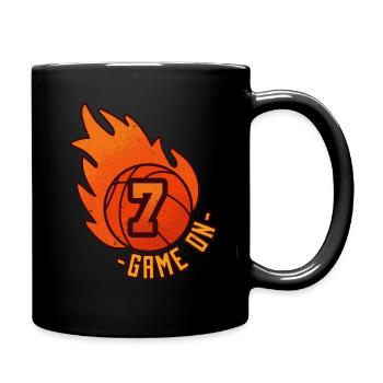 Athlete Ball Fire Game Sport Number 7 Basketball - Full Colour Mug - black - Right