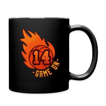 Athlete Ball Fire Game Sport Number 14 Basketball - Full Colour Mug - black - Right