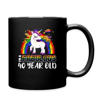 Unicorn Age 40 Years Gay Pride LGBT Pride Month - Tasse einfarbig - Schwarz - Rechts