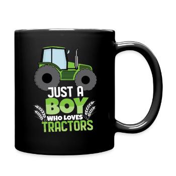 Farm Farmer Rancher Drive Just Boy Loves Tractor - Tasse einfarbig - Schwarz - Rechts