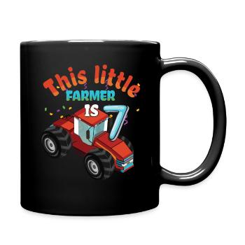 Birth Born Age 7 Years Old Little Farmer Tractor - Tasse einfarbig - Schwarz - Rechts