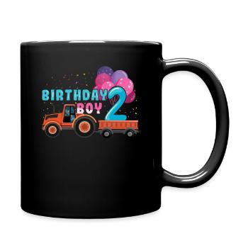 Birth Born Age 2 Year Old Boy Farmer Ranch Tractor - Tasse einfarbig - Schwarz - Rechts