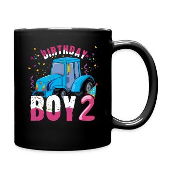 Naissance garçon Né 2 ans Agriculteur Ranch Tracteur - Mug uni - noir - Droite