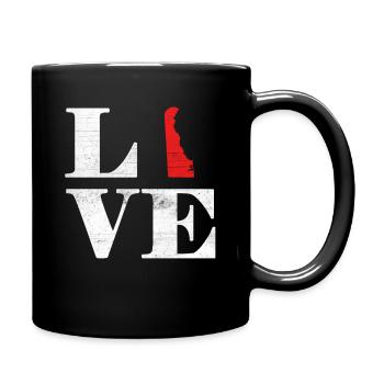 Proud America State Land Map Love Delaware - Tasse einfarbig - Schwarz - Rechts