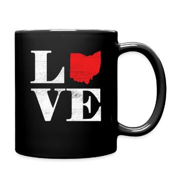 Proud America State Land Map Love Ohio - Tasse einfarbig - Schwarz - Rechts