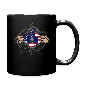 Rip Reveal America State Flag Kansas - Tasse einfarbig - Schwarz - Rechts