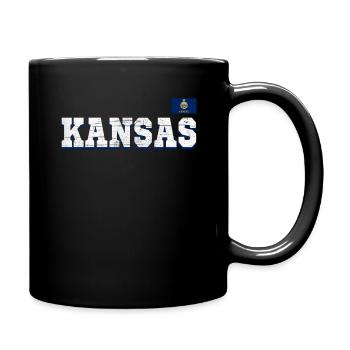 State Name America State Flag Kansas - Tasse einfarbig - Schwarz - Rechts