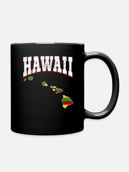 Us America State Flag Carte terrestre Hawaii - Mug uni - noir
