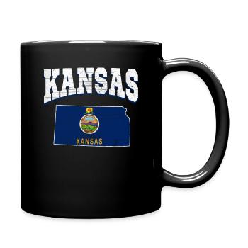 US America State Flag Land Map Kansas - Tasse einfarbig - Schwarz - Rechts