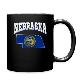 Carte terrestre du drapeau de l’État de l’Amérique des États-Unis Nebraska - Mug uni - noir - Droite