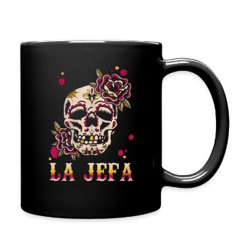 Jefa Floral Sugar Skull Muertos Day Dead Halloween - Tasse einfarbig - Schwarz - Rechts