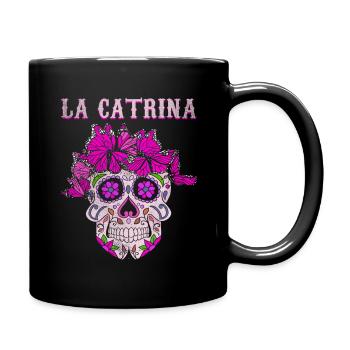 Catrina Butterfly Sugar Skull Muertos Halloween - Tasse einfarbig - Schwarz - Rechts
