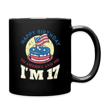 US America Flag Cake Birth Age 17 USA 4th Of July - Tasse einfarbig - Schwarz - Rechts