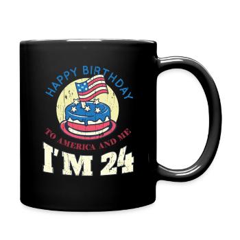US America Flag Cake Naissance Age 24 USA 4th Of July - Mug uni - noir - Droite