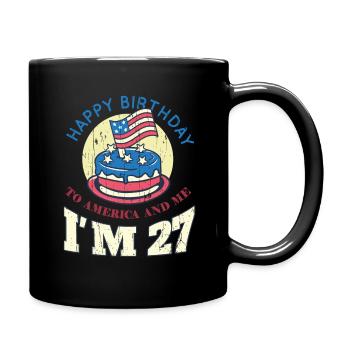 US America Flag Cake Naissance Age 27 USA 4 juillet - Mug uni - noir - Droite
