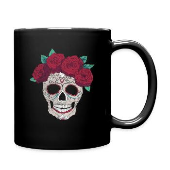 Rose Sugar Muertos Day Of Dead Halloween - Full Colour Mug - black - Right