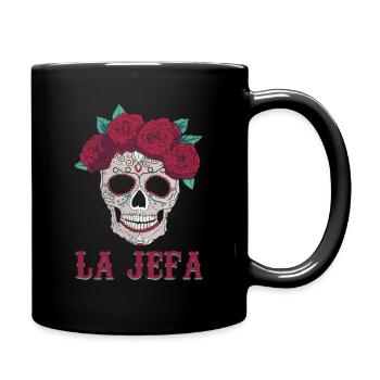 Jefa Rose Sugar Muertos Day Dead Halloween - Full Colour Mug - black - Right