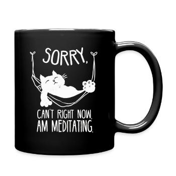 Cat in hammock while chilling - Full Colour Mug - black - Right