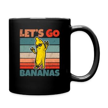 Retro Vintage Let's Bananas Funny Rocker Banana - Tasse einfarbig - Schwarz - Rechts