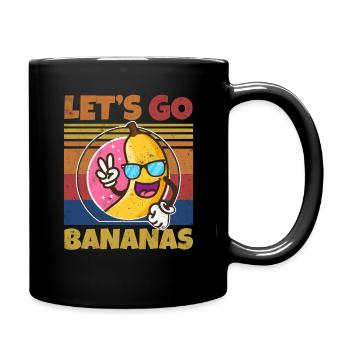Retro Let's Bananas Funny Peace Banana - Tasse einfarbig - Schwarz - Rechts