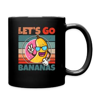 Retro Vintage Let's Bananas Funny Peace Banana - Tasse einfarbig - Schwarz - Rechts