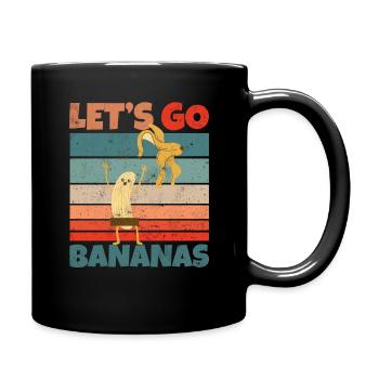 Retro Vintage Let's Bananas Funny Strip Banana - Tasse einfarbig - Schwarz - Rechts