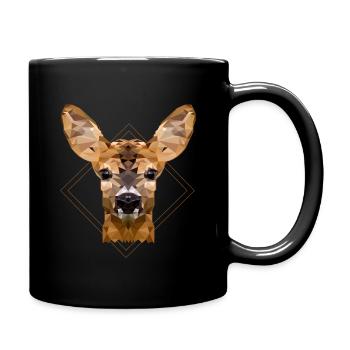 Reh Poly-Art Jagd- Tracht Hirsch Wild Geweih Jäger - Tasse einfarbig - Schwarz - Rechts