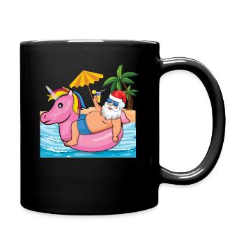 Beach Christmas Santa In Pool Summer 2022 - Full Colour Mug - black - Right