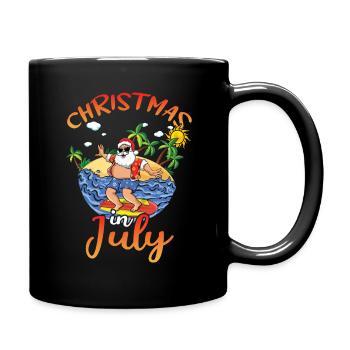 Island Beach Christmas Santa Surfing Summer 2022 - Tasse einfarbig - Schwarz - Rechts