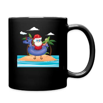 Island Beach Christmas Santa In Pool Summer 2022 - Tasse einfarbig - Schwarz - Rechts