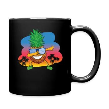 Beach 2022 Tropical Dabbing Pineapple Summer - Full Colour Mug - black - Right