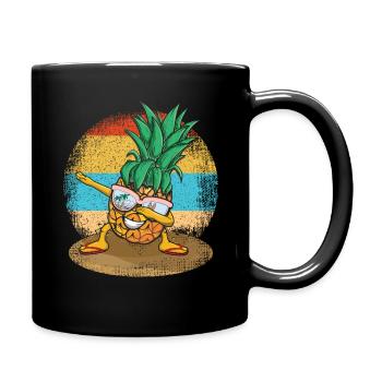 Retro Beach 2022 Tropical Dabbing Pineapple Summer - Full Colour Mug - black - Right