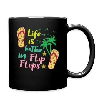 Life Better Flop Beach 2022 Tropical Summer - Tasse einfarbig - Schwarz - Rechts