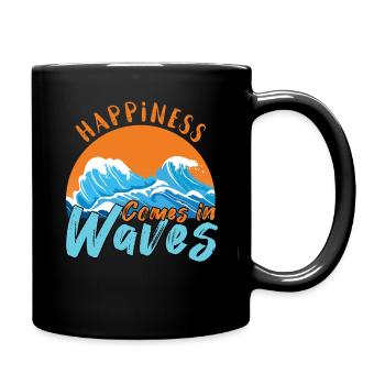 Beach 2022 Tropical Happiness Waves Hello Summer - Tasse einfarbig - Schwarz - Rechts