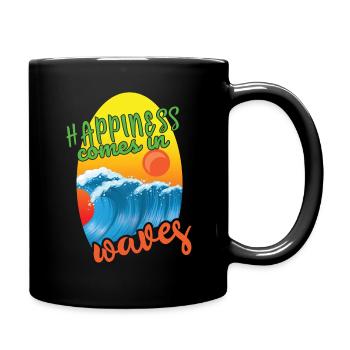 Beach 2022 Tropical Happiness In Wave Hello Summer - Tasse einfarbig - Schwarz - Rechts