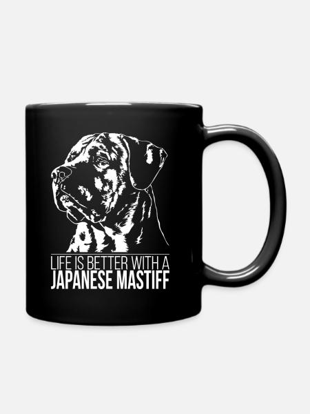 JAPANESE MASTIFF life is better Hundespruch Hunde - Tasse einfarbig - Schwarz