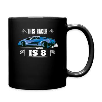 Birth Born Age 8 Years Old Fast Driver Racer Car - Full Colour Mug - black - Right