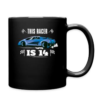 Birth Born Age 14 Years Old Fast Driver Racer Car - Full Colour Mug - black - Right