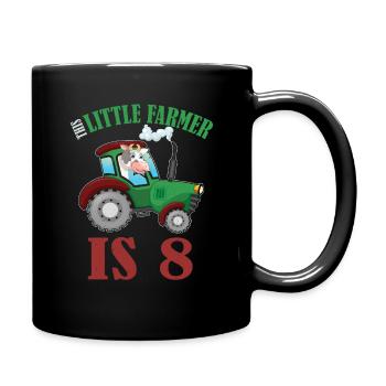 Birth Born Age 8 Years Old Farmer Cow Tractor - Full Colour Mug - black - Right