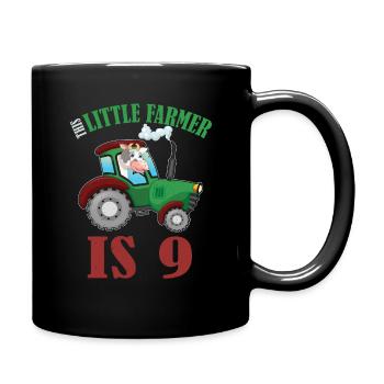 Birth Born Age 9 Years Old Farmer Cow Tractor - Tasse einfarbig - Schwarz - Rechts