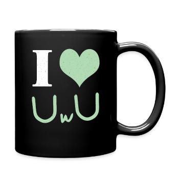 Love UwU Face Vaporwave Anime Heart Otaku - Tasse einfarbig - Schwarz - Rechts