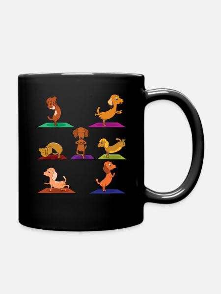 Zen Namaste Animal Meditation Dachshund Yoga - Tasse einfarbig - Schwarz